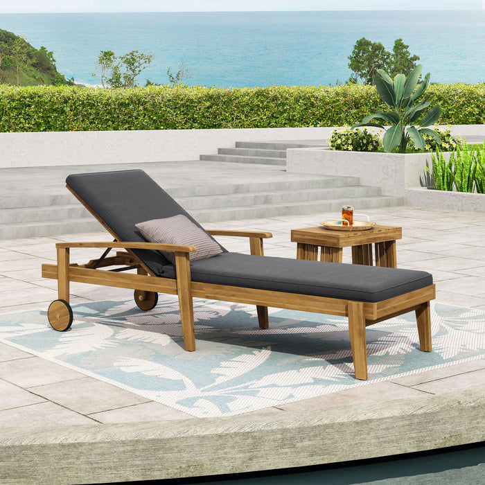 Jason - Black Chaise Lounge Adjustable Acacia Wood Outdoor Furniture