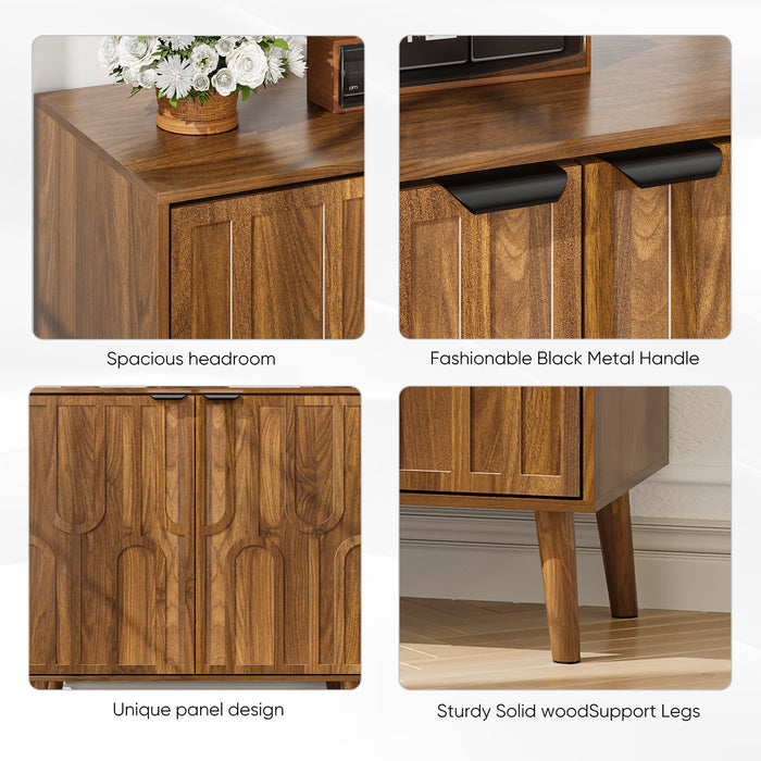 Farmhouse Style Sideboard Buffet Cabinet With Storage Bar Cabinet - Walnut