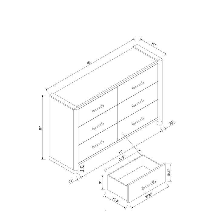Sarai - 5 Pieces Bedroom Set With Upholstered Headboard