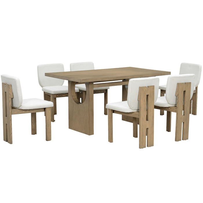 Dining Table Set For 6 With Upholstered Chairs