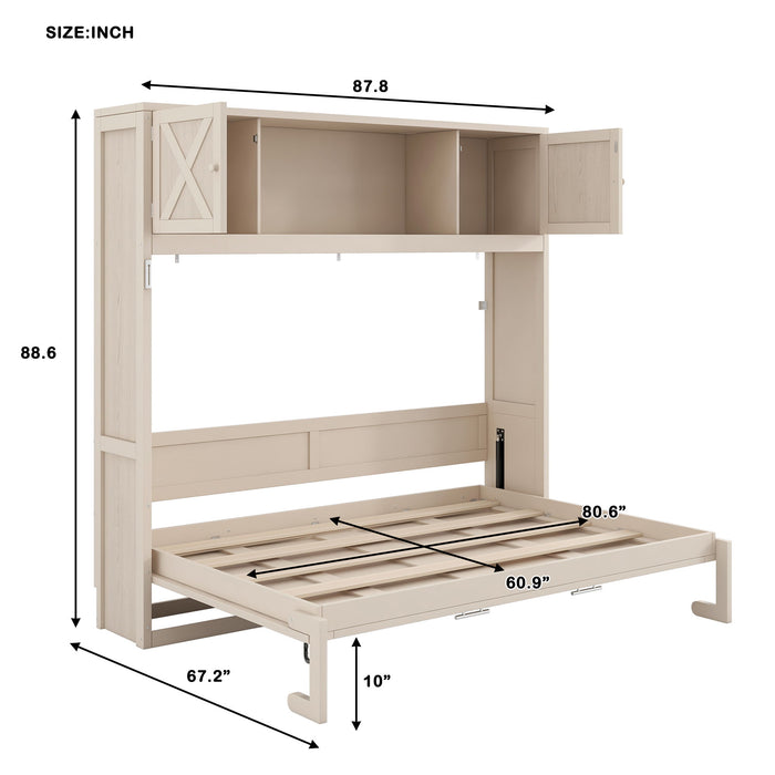 Rustic Casual Murphy Bed With Storage Cabinets