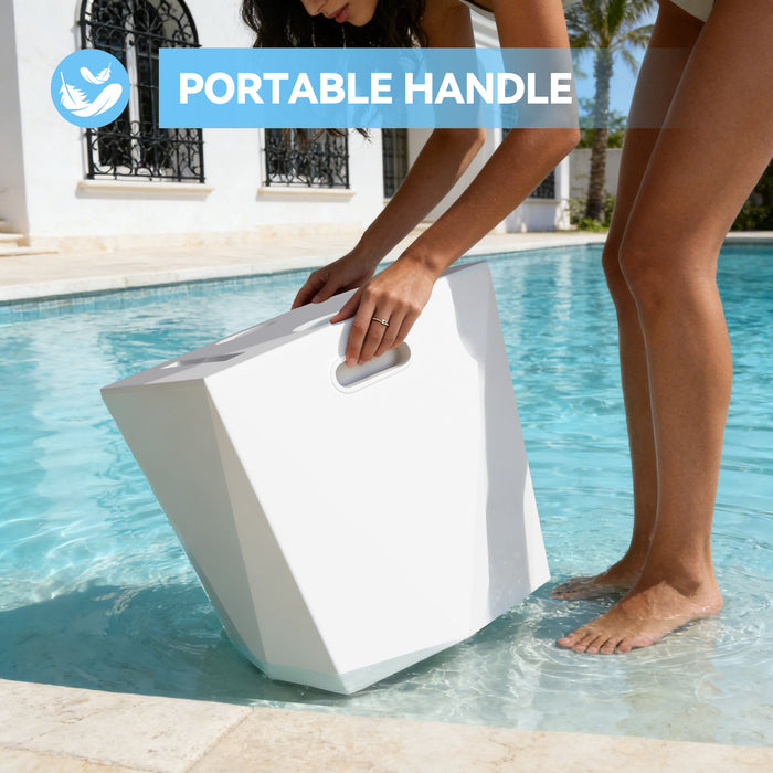End Table With 2 Cup Holders And 1 Tablet Holder For Outdoor - White