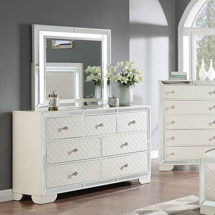 1 Piece Dresser With Diamond-Shaped Knob Handles, Bedroom Furniture - Cream