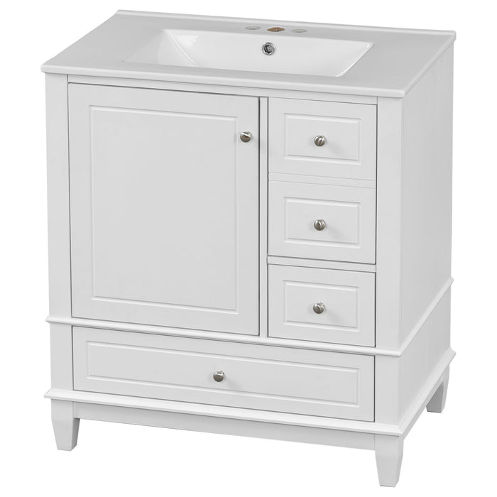 Freestanding Bathroom Vanity With Sink, Soft Close Door, 3 Drawers