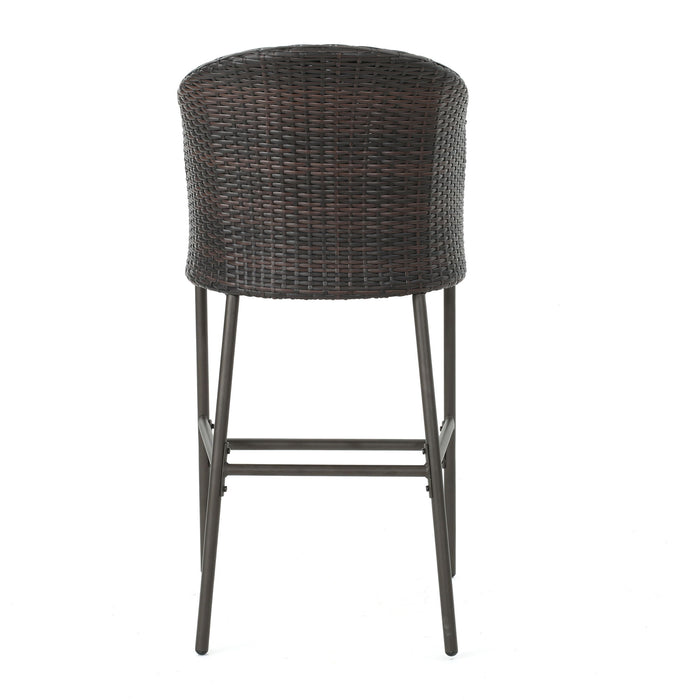 Outdoor 31" Rattan Barstools With Waterproof Cushions (Set of 2) - Multi Brown