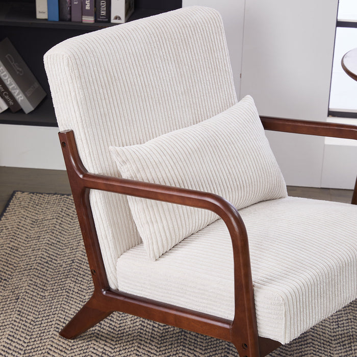 Accent Chair With Pillow And Wood Frame