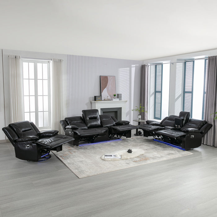 Home Theater Recliner Set Manual Recliner Chair With A LED Light Strip Two Built-In Cup Holders For Living Room