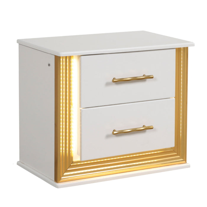 Obsession - 2 Drawer LED Nightstand - White