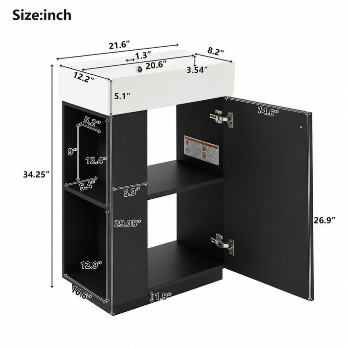 Bathroom Vanity With Sink, Freestanding Wood Grain Cabinet With Storage