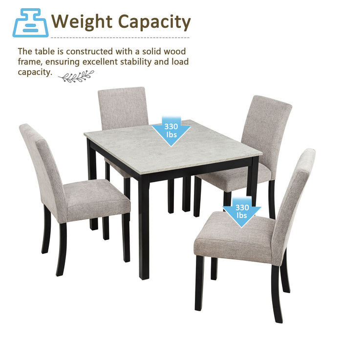 Modern 4 Person Dining Table Set With 4 Chairs