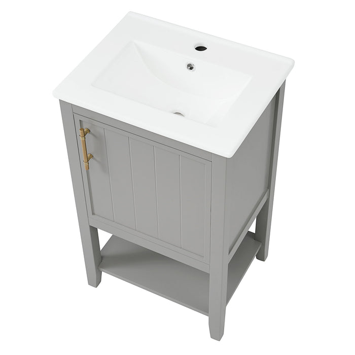 Modern Bathroom Vanity With Sink, Soft-Closing Door And Open Shelf