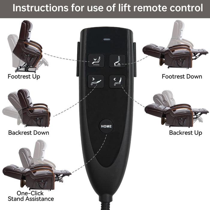 Power Lift Recliner Chair Dual Motor Infinite Position With Heat Massage And Heavy Duty Motion Mechanism - Brown