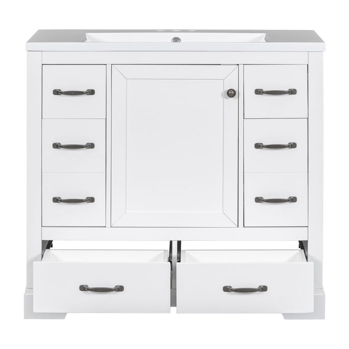 Modern Bathroom Vanity With Sink, 6 Drawers, Adjustable Shelf