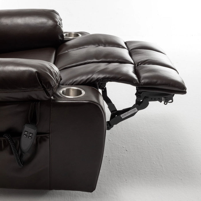 Lift Chair With Heat & Massage, 2 Pockets, 2 Cup Holders, Dual Remote - Wine Red