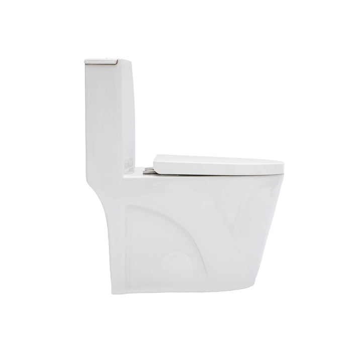 1 Piece Toilet For Bathroom, Dual Flush 1.24 / 1.6 Gpf, Soft Closing Seat - White