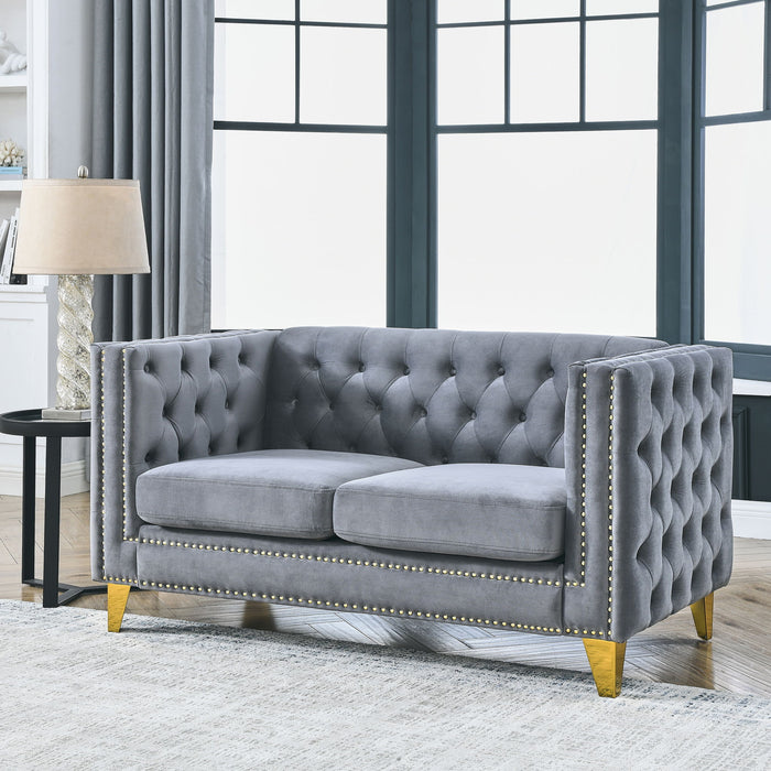 Upholstered Couch Sofa With Button Tufting For Living Room