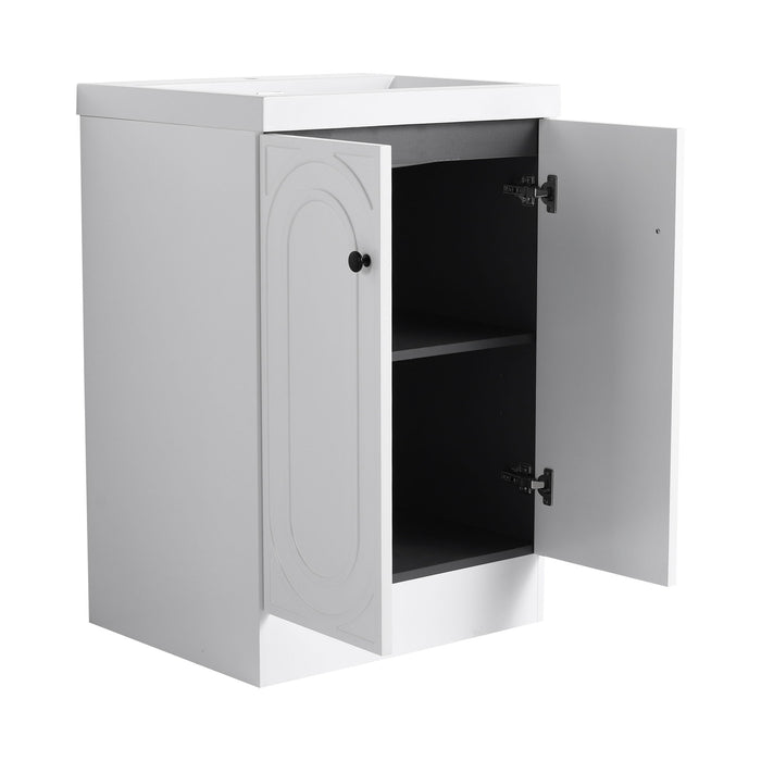 Contemporary Freestanding Bathroom Vanity With Resin Sink & Soft-Close Cabinet Doors