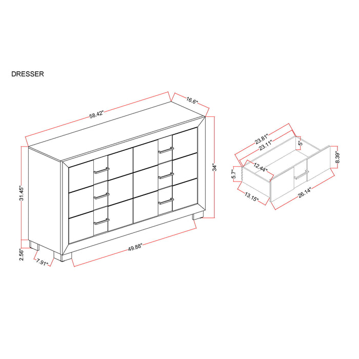 Prime - 5 Piece Bedroom Set With LED Headboard