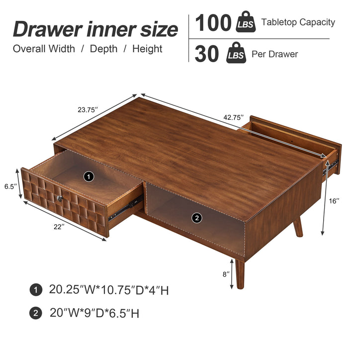 Coffee Table With Hidden Drawer And Open Shelf