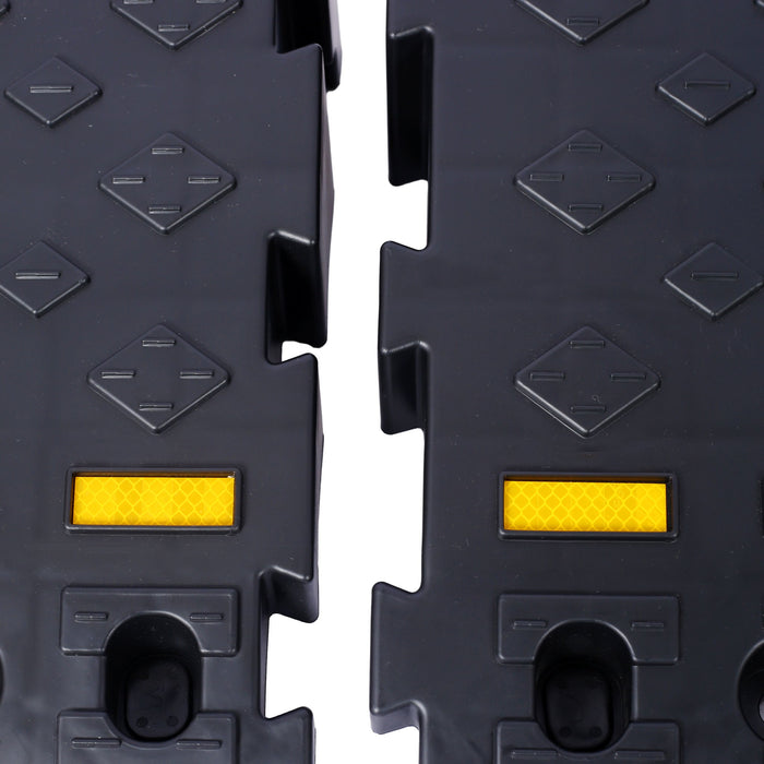 Heavy Duty Plastic 4" High Portable Automotive Curb Ramp For Cars & Wheelchairs Interlocking Design - Black