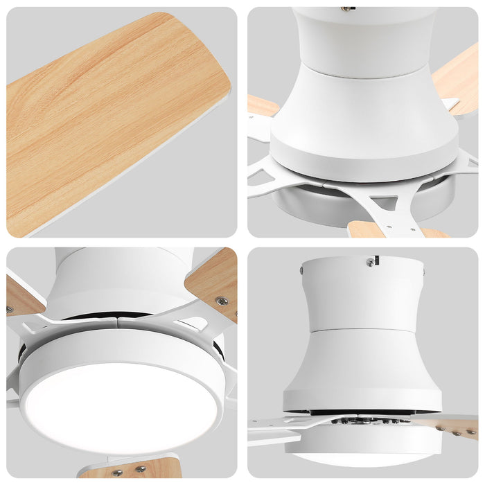 42" Ceiling Fan With Light, Tri Color Dimmable, DC Motor, 5 Blades