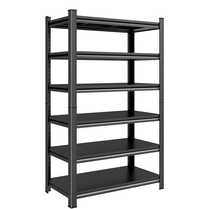 Garage Shelving Units 2400LBS Heavy Duty Storage Shelves Adjustable Metal Shelf 6 Tier - Black