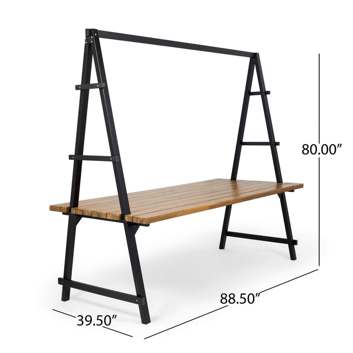 Huckleberry - Acacia Wood Outdoor Dining Table With Plant Hanger - Teak
