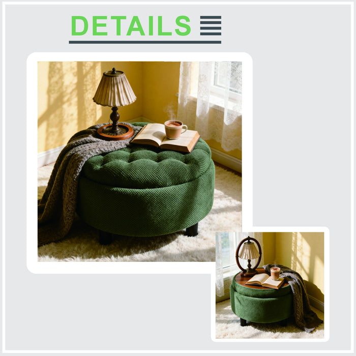 Storage Round Footstool Table Ottoman