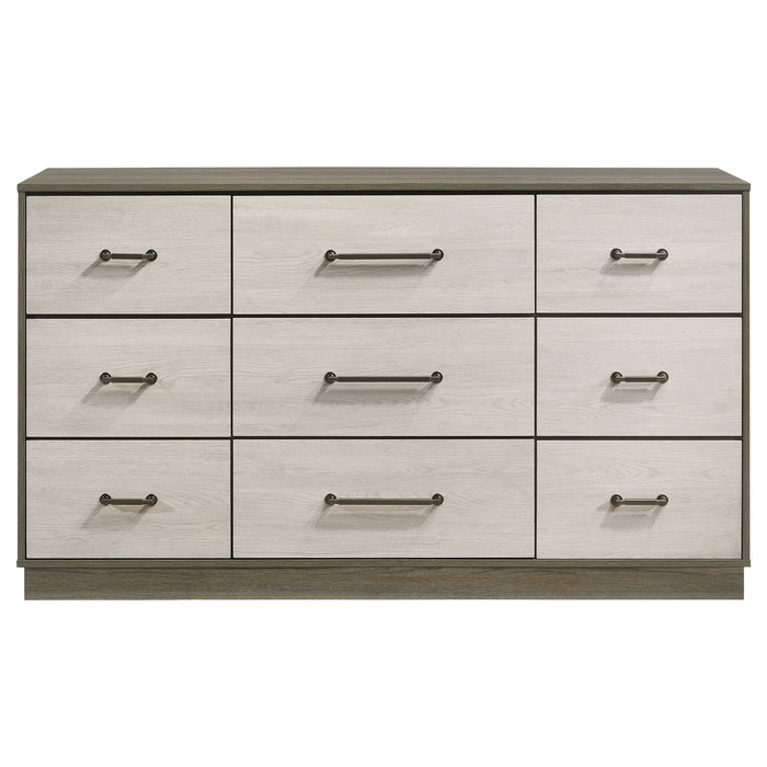 Edmondson - 9 Drawer Dresser With Hidden Jewelry Tray - Natural / Gray