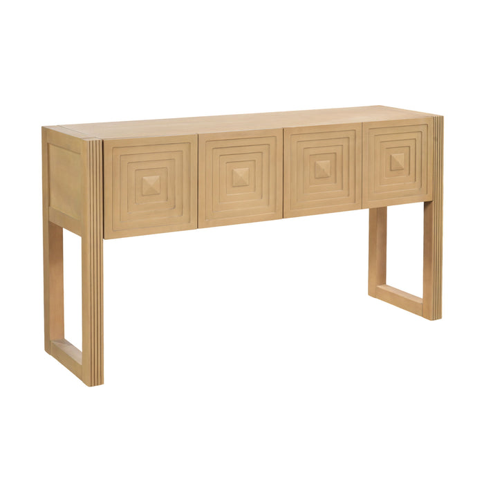 Geometric Carved Console Table With 3 Soft Close Drawers