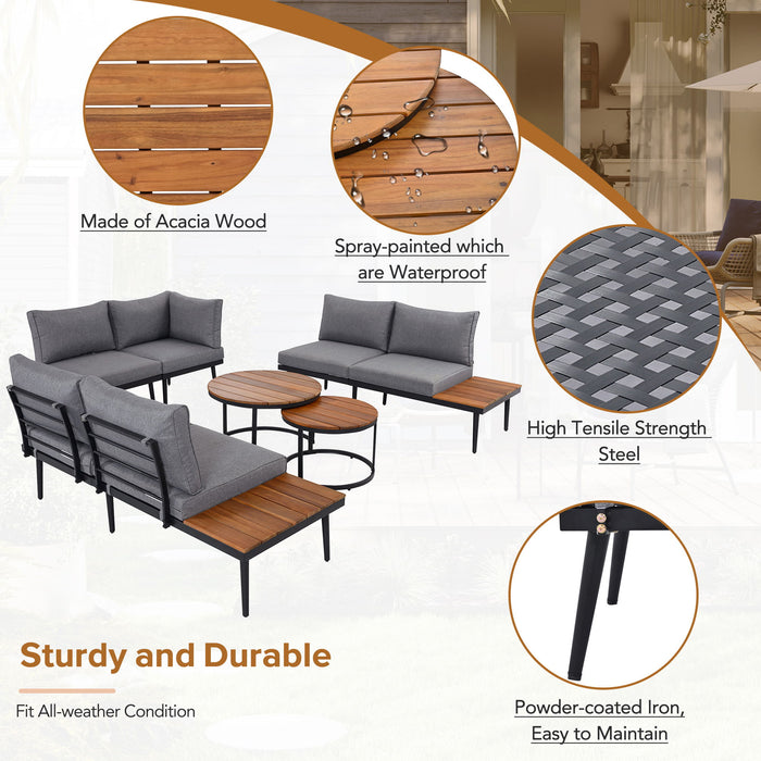 Modern Outdoor Sectional Sofa Set With Nesting Coffee Tables