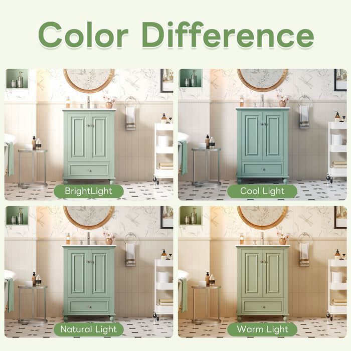 Modern Bathroom Vanity With Sink, Cabinet With Drawer And Dividers, Rectangular Storage Unit