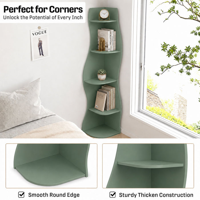 5 Tier S - Shaped Corner Shelf For Living Room