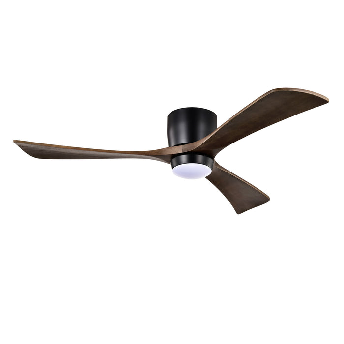 Flush Mount Blades Ceiling Fan With Lights Remote Control, Quiet DC Motor, 6 Speed, Reversible Ceiling Fan For Living Room - Matte Black