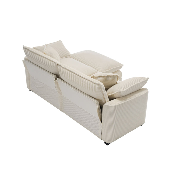 Modern Oversized Modular Cushion Sofa With Ottoman, Low Back, Deep Seating Sofa Set
