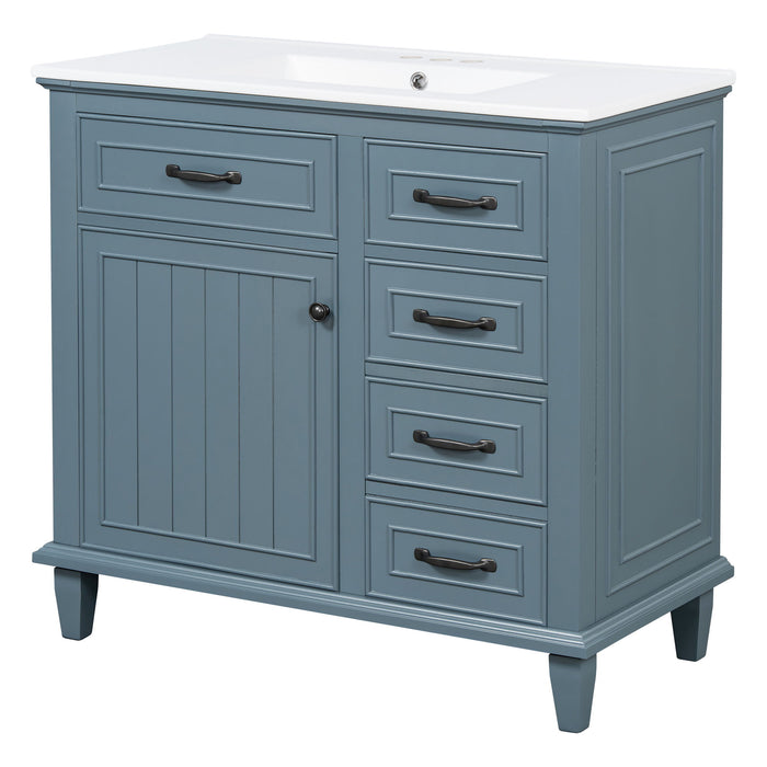 Modern Bathroom Vanity With Sink Top, Flip Drawers, Adjustable Shelf