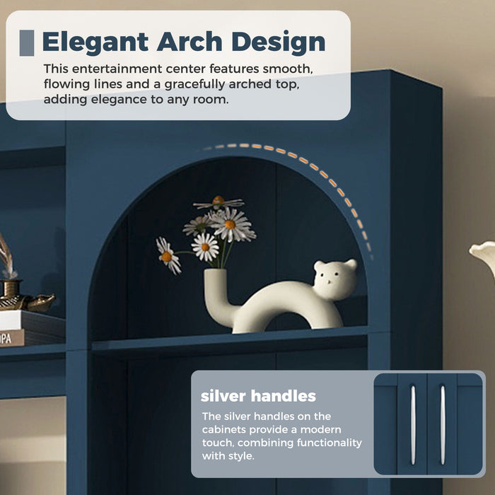 Arched Entertainment Center Wall Unit With Drawers, TV Stand