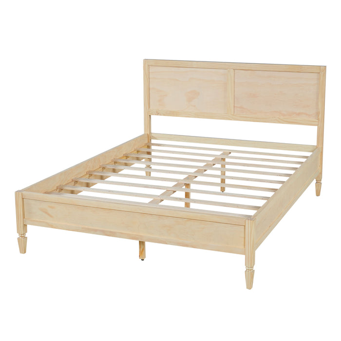 Classic Platform Bed Frame With Panel Headboard