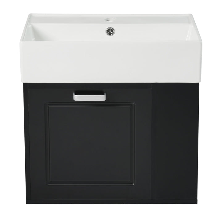 Modern Wall Mounted Bathroom Vanity With Sink, Soft Close Drawer, Adjustable Shelf, Toilet Paper Holder