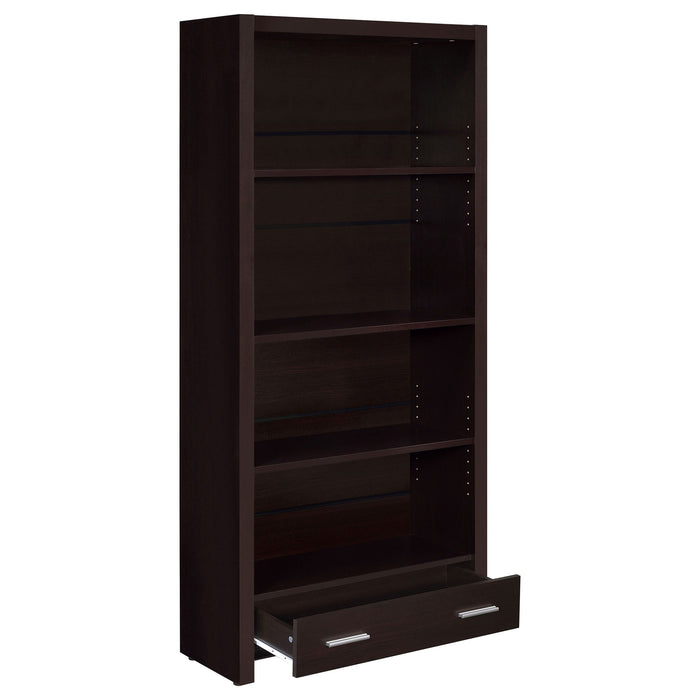 Maureen - 5 Shelf Bookcase With Drawer - Cappuccino