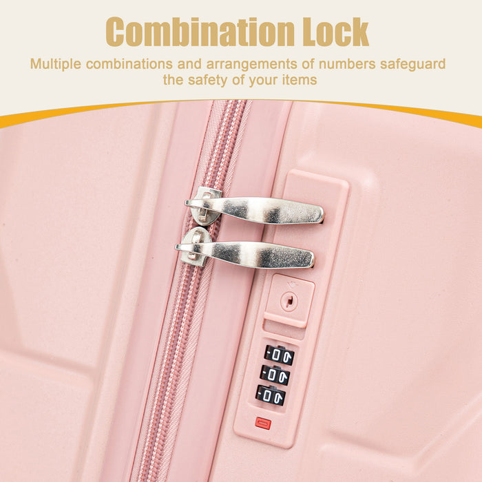 Hard Shell Luggage With Scratch Resistant Surface, 4 Wheels, Combination Lock & Side Hooks