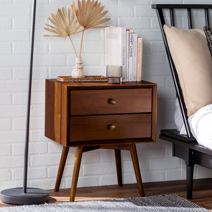 Double Drawer Nightstand - Walnut