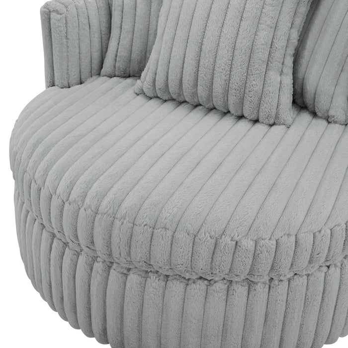 Mindy - Oversized Swivel Barrel Chair - Gray