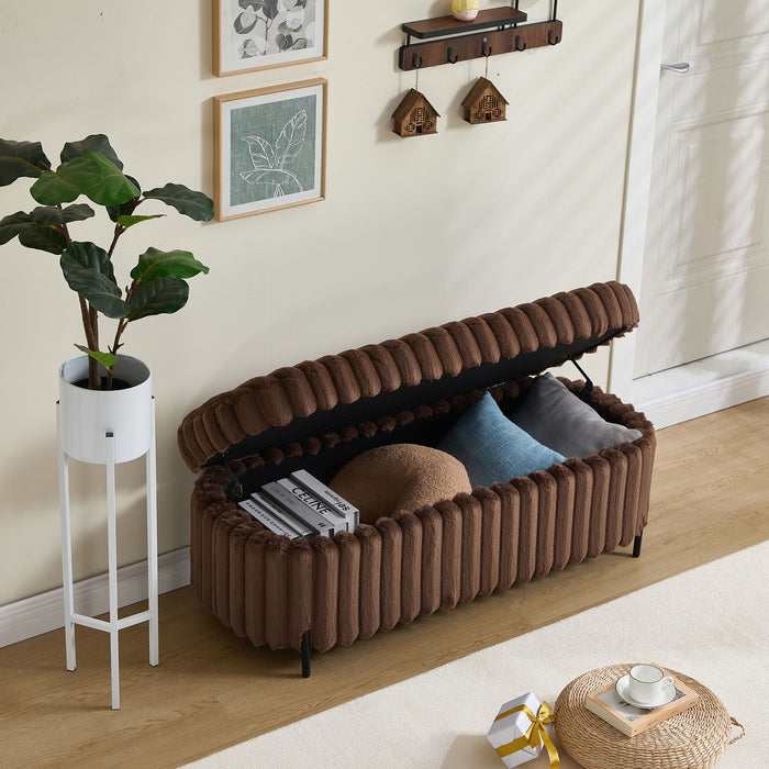 Flip Top Storage Bench With Metal Legs