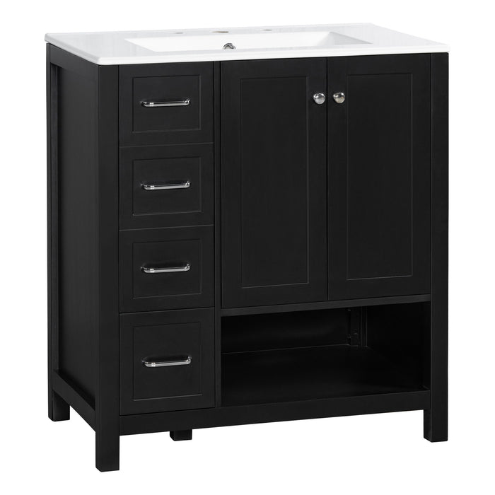 Bathroom Vanity With Sink Top, Bathroom Vanity Cabinet With 2 Doors And 2 Drawers, Open Shelf