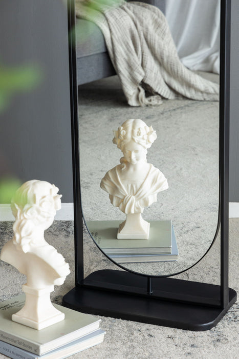 Full Length Standing Mirror, 360° Swivel Floor Mirror For Bedroom - Black