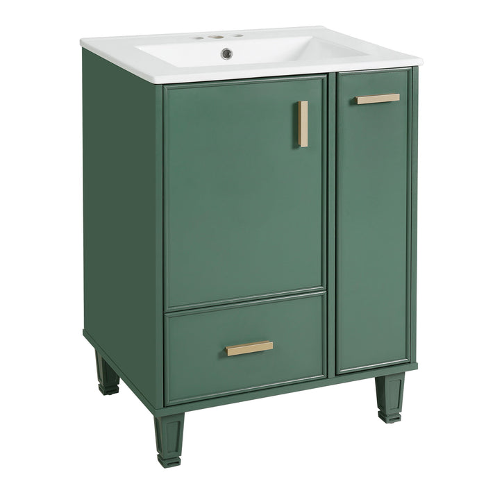Bathroom Vanity With Sink, Deep Drawer, Door Shelf, 2 Tier Basket