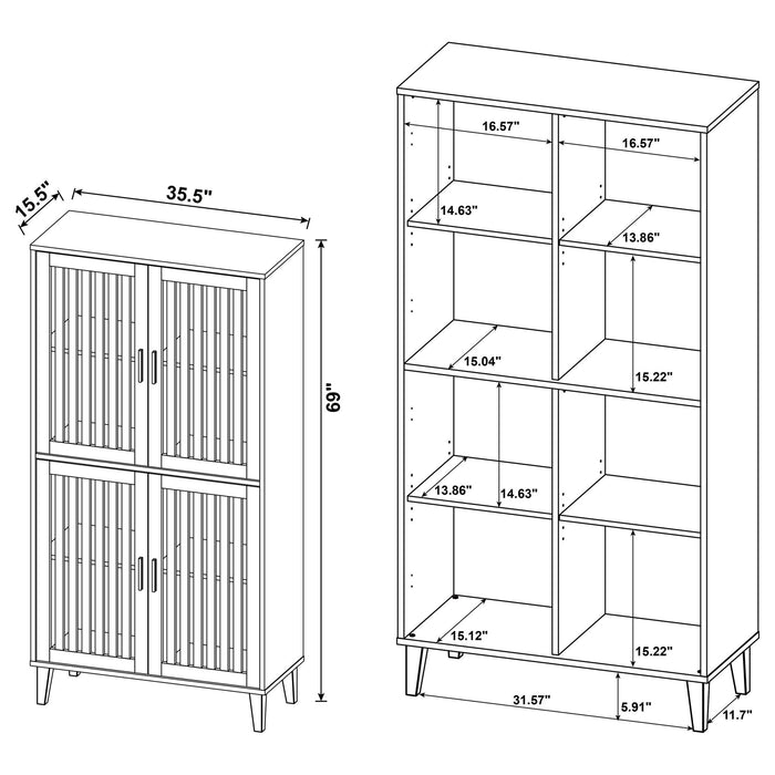 Sakai - 4 Door Tall Accent Cabinet With Slatted Doors - Brown