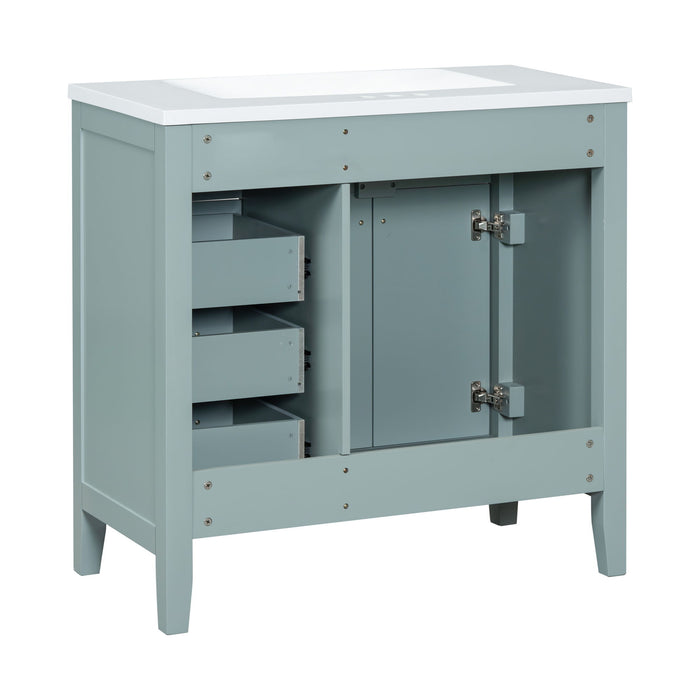 Modern Bathroom Vanity With Sink, Freestanding Design With Drawers And Doors