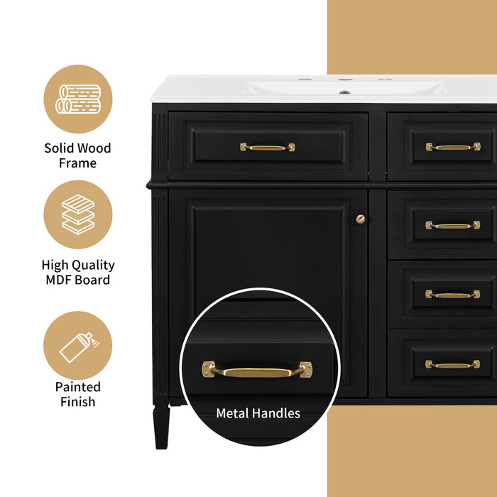 Modern Bathroom Vanity With Sink Top, Flip Drawer Design